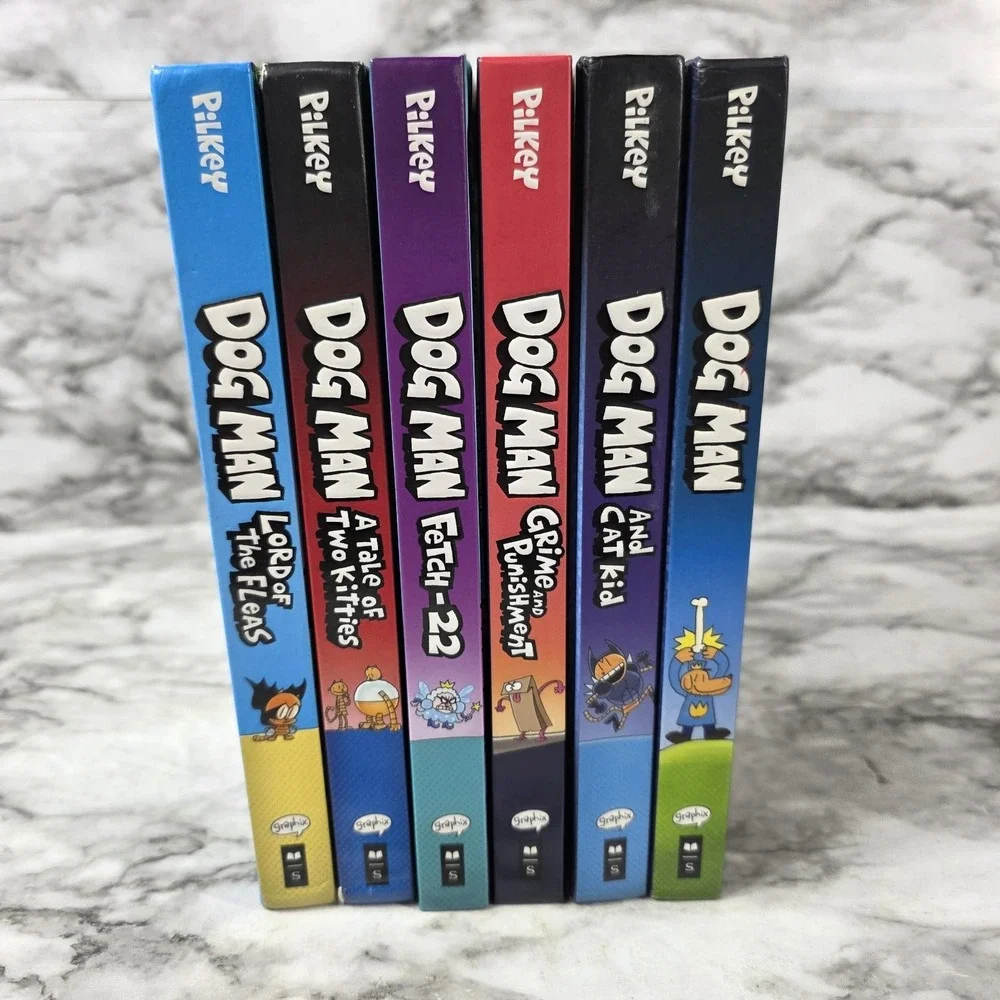 Dog Man Books Lot of 6 Hardcover Dav Pilkey Graphic Novels Pre-Owned Scholastic